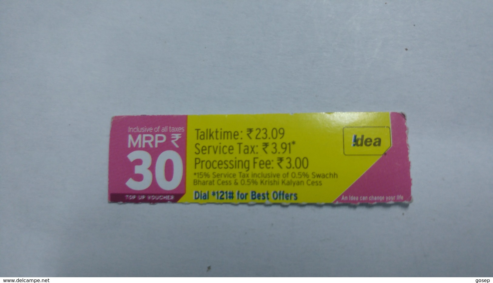 India-idea-talking23.09-card-(33d)-(mrp30)-(625736489422404)-(bangalore)-(3/2017)-card Used+1 Card Prepiad Free - Inde