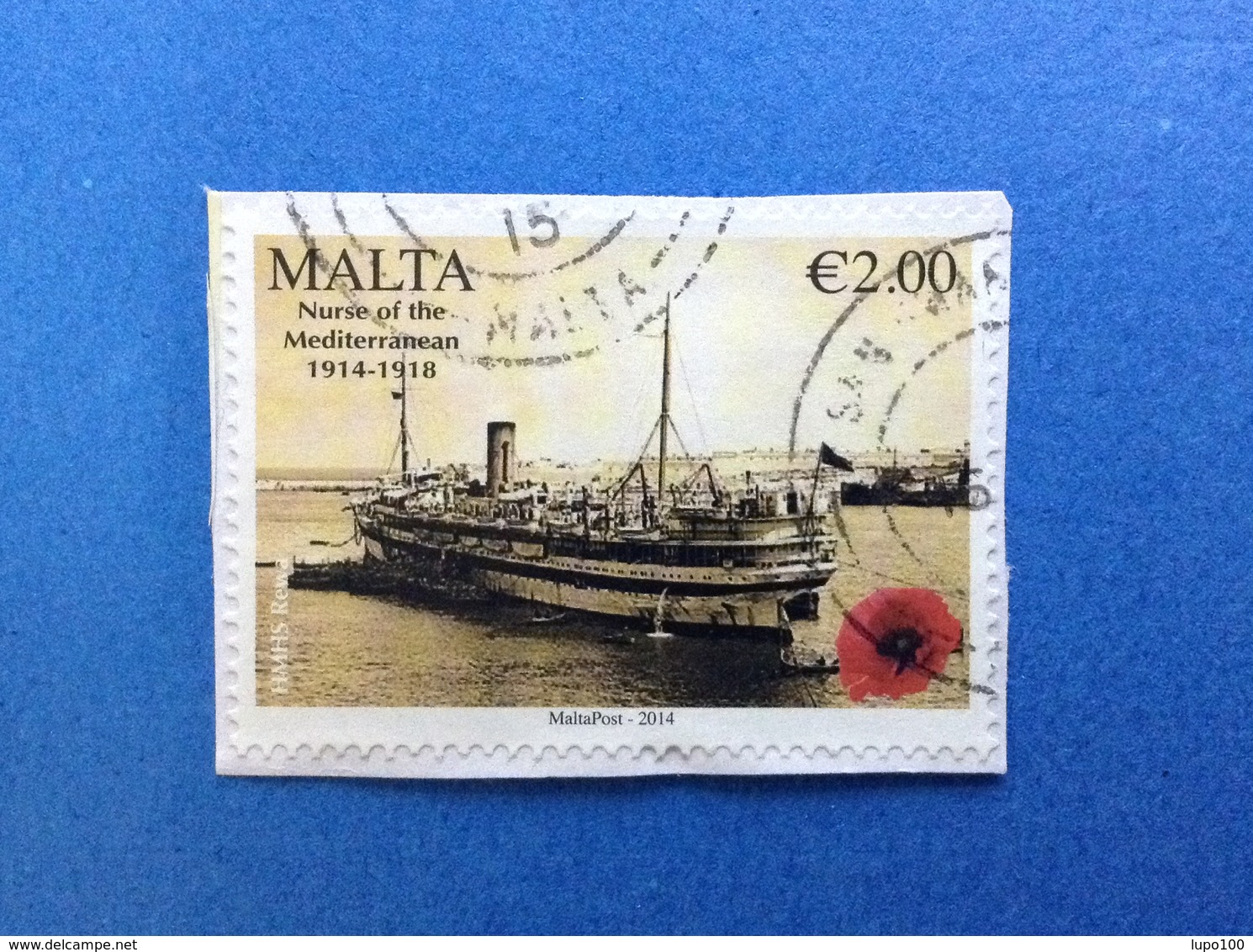 2014 MALTA CENTENARIO 1 GUERRA MONDIALE 2,00 FRANCOBOLLO USATO STAMP USED - Malta