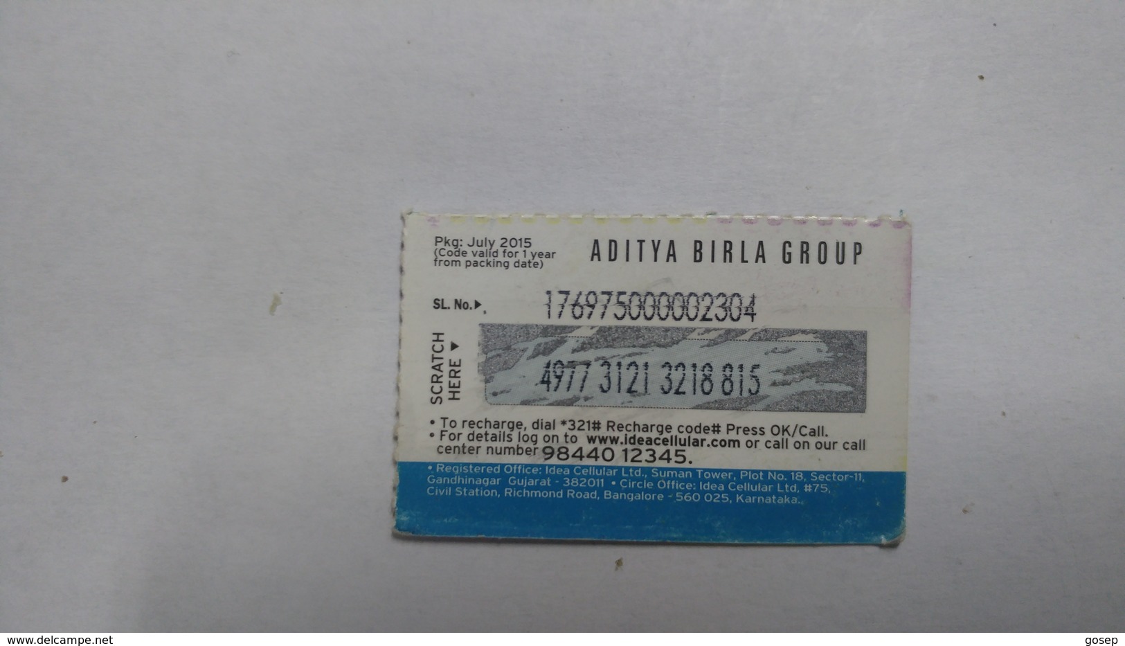 India-idea-talking-card-(33g)-(mrp75)-(497731213218815)-(bangalore)-(7/2015)-card Used+1 Card Prepiad Free - Inde