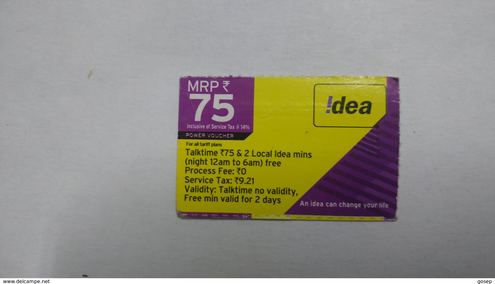 India-idea-talking-card-(33h)-(mrp75)-(249735446745247)-(bangalore)-(10/2015)-card Used+1 Card Prepiad Free - Inde