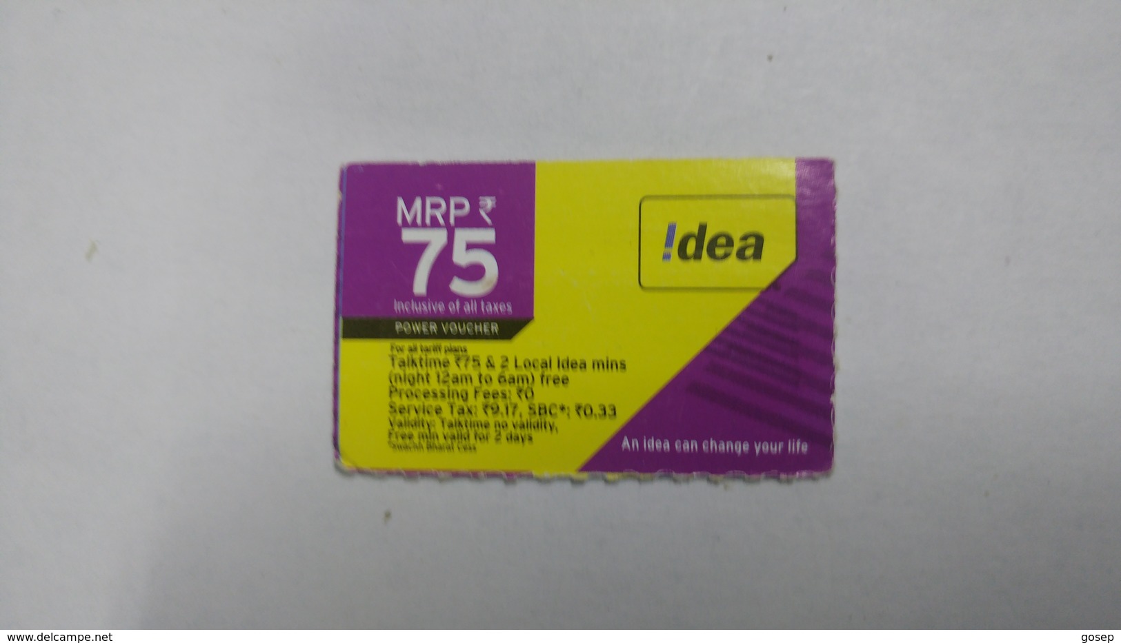 India-idea-talking-card-(33i)-(mrp75)-(750376706331506)-(bangalore)-(1/2016)-card Used+1 Card Prepiad Free - Indien