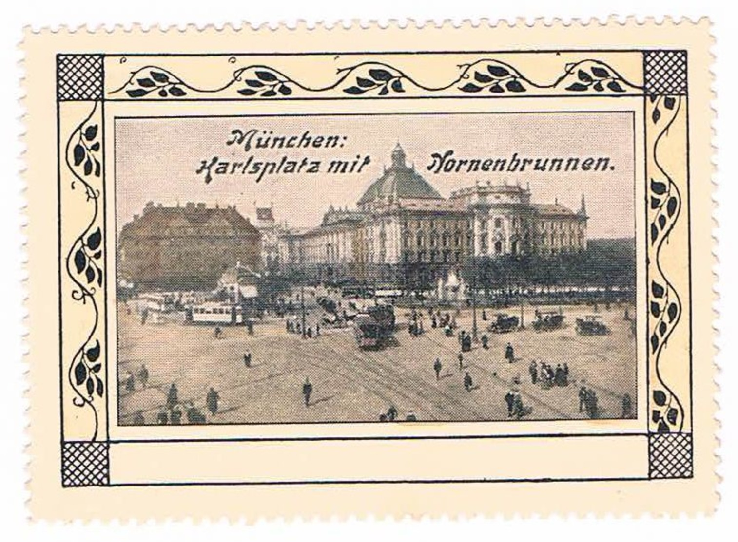 V28) München, Karlsplatz Mit Nornenbrunnen, Reklamemarke, Vignette - Vignetten (Erinnophilie)