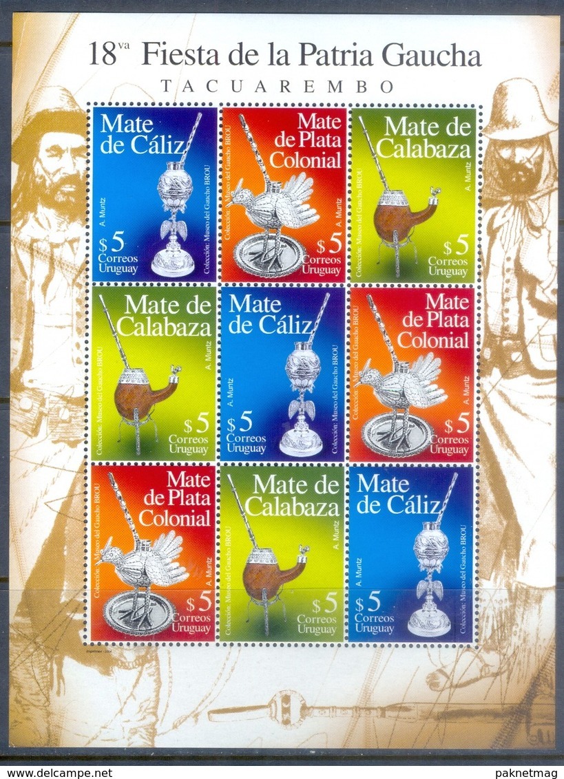 H165- Uruguay National Natural Drink Mate Silver Handcrafts & Birds. - Uruguay