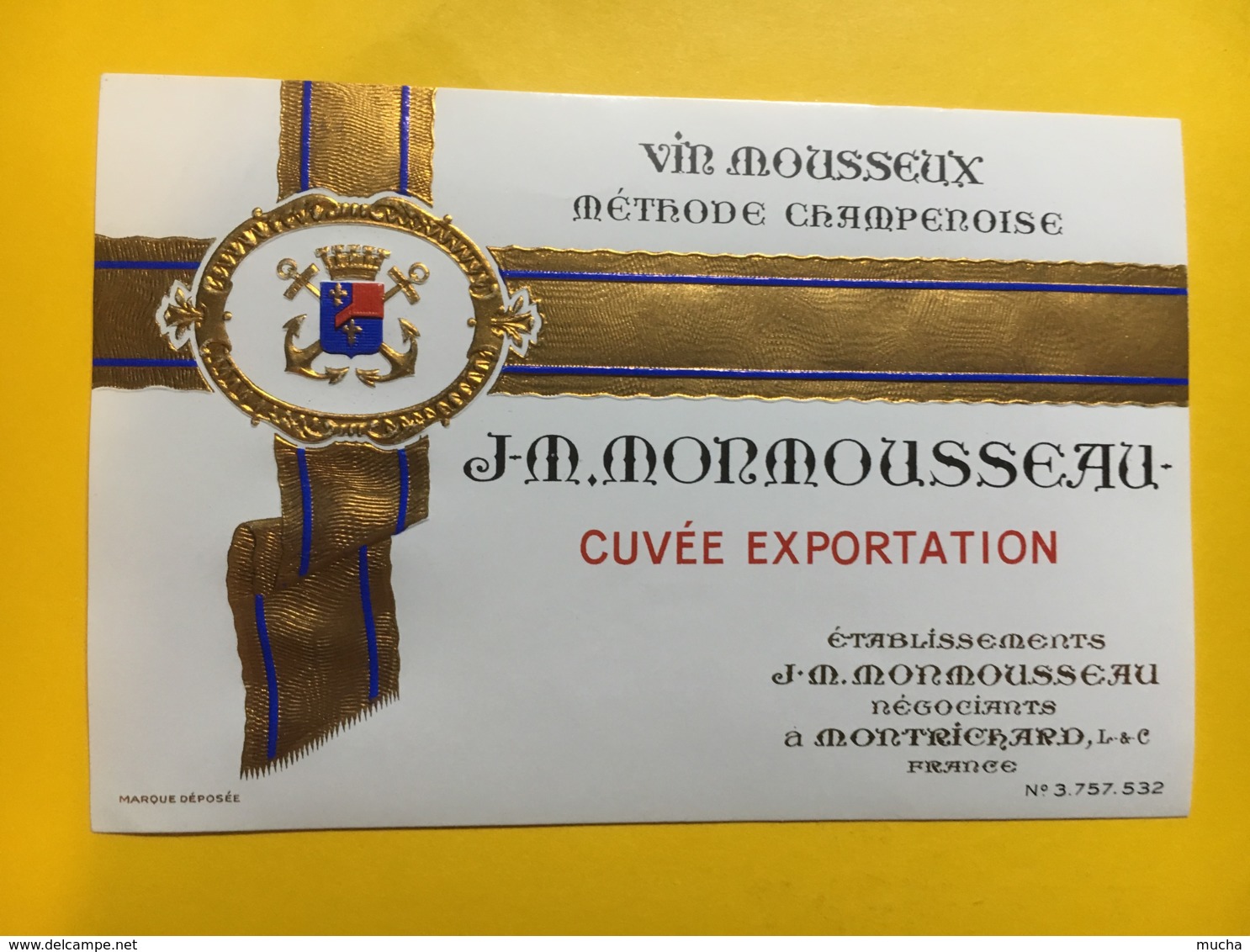 9165 - Vin Mousseux Cuvée Exportation J-M- Monmousseau - Sonstige & Ohne Zuordnung
