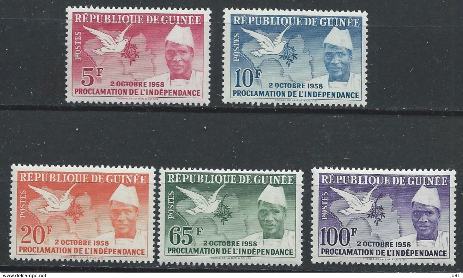 Guinée YT 3-7 XX / MNH Colombe Oiseau Bird Carte Map - Guinea (1958-...)