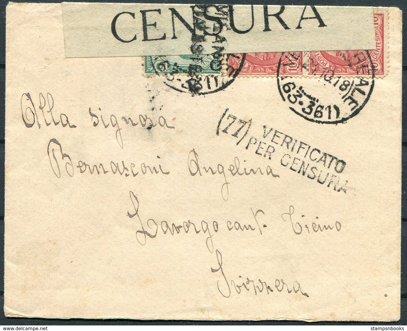 1918 Italy Censor Censura Cover Artiglieria Milano - Marcofilie