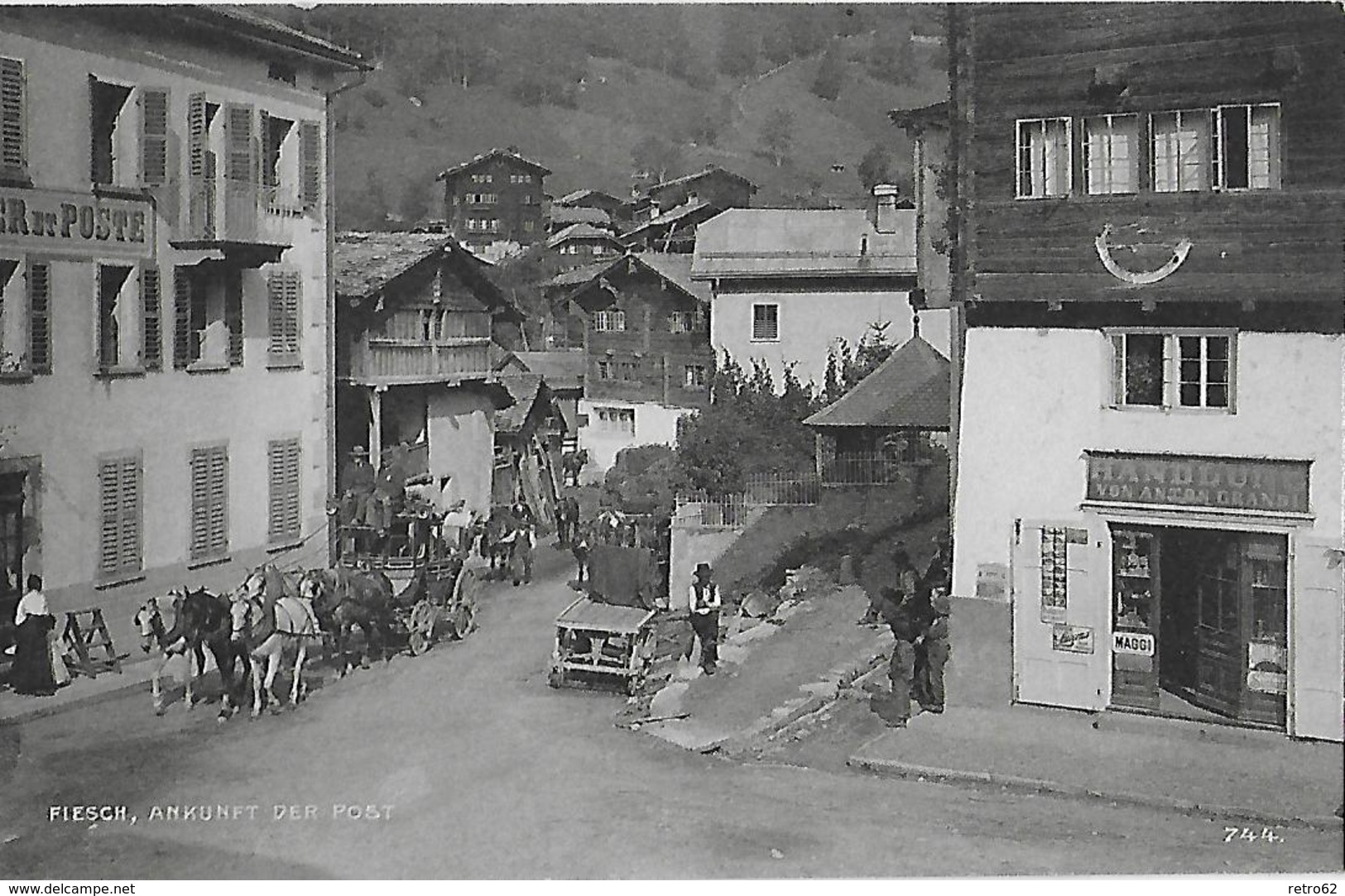 FIESCH → Ankunft Der Post Im Dorfzentrum, Ca.1910     ►RRR◄ - Fiesch