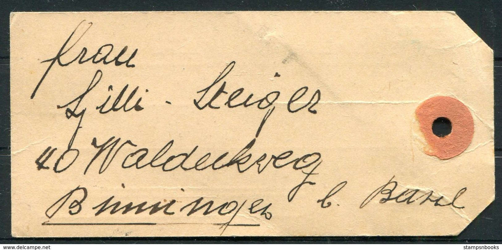 1930 Switzerland Parcel Tag. Magadino - Basel. 1Fr 20c Wappenschild - Covers & Documents