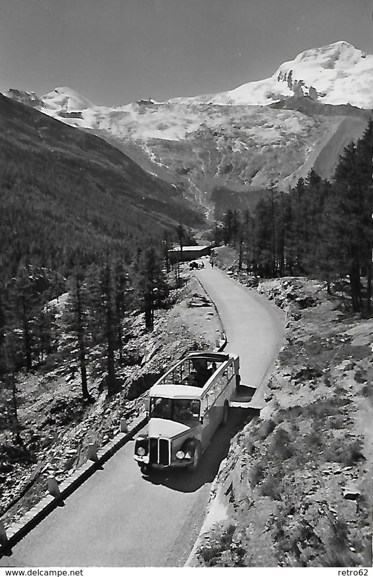 SAAS - FEE → Altes Saurer-Postauto Auf Der Neuen Strasse Anno 1953 - Saas-Fee