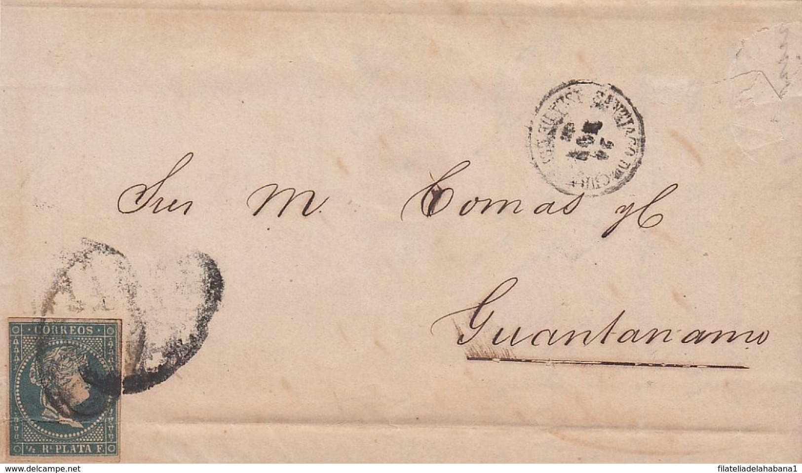 1857-H-320 CUBA SPAIN. ANTILLAS. 1857. ISABEL II. Ant.7. CARTA PRIVADA DE SANTIAGO DE CUBA A GUANTANAMO. NOVIEMBRE 1861. - Prephilately