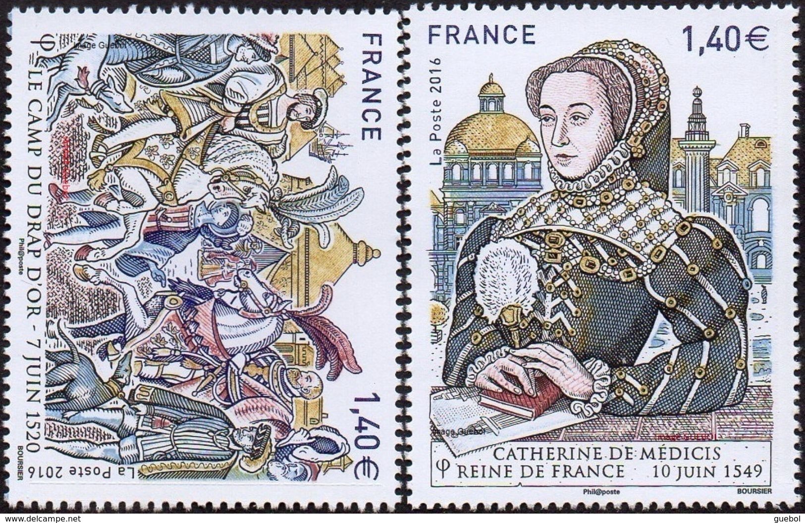 France N° 5067 Et 5068 ** Les Grandes Heures De L'Histoire De France, Camp Du Drap D'Or, Catherine De Médicis - Neufs