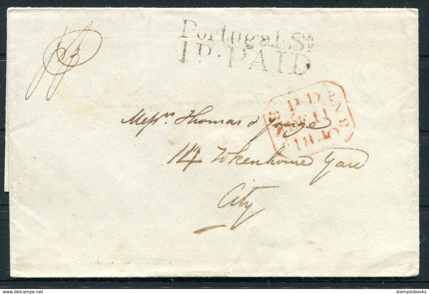 1840 GB London 1d PAID Portugal Street Pre Philatelic Wrapper - ...-1840 Precursori