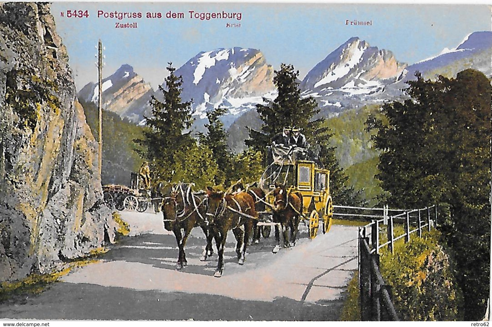 POSTGRUSS AUS DEM TOGGENBURG → 4-Spänner Postkutsche Unterwegs Im Gebirge Ca.1910 - Sonstige & Ohne Zuordnung