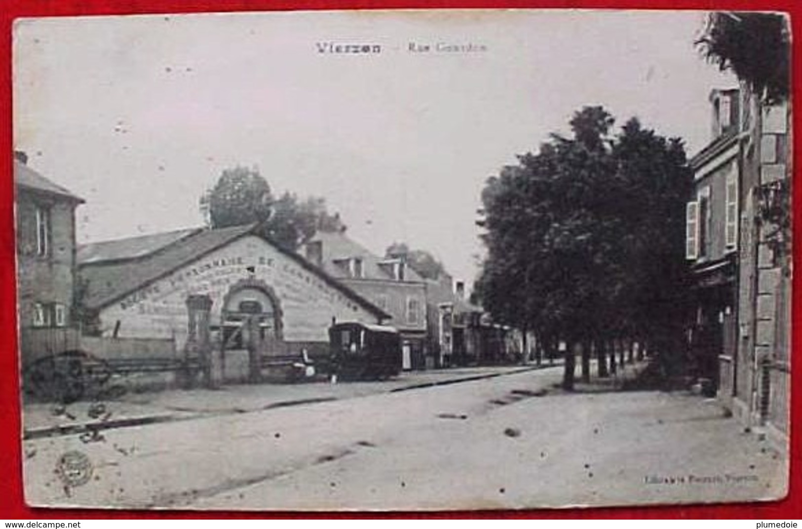 Cpa 18  VIERZON LA RUE GOURDON  Roulotte ,1917 .SOCIETE VIERZONNAISE DE CONSTRUCTION.  CHER . EDITEUR LIBRAIRIE POIVERT - Vierzon