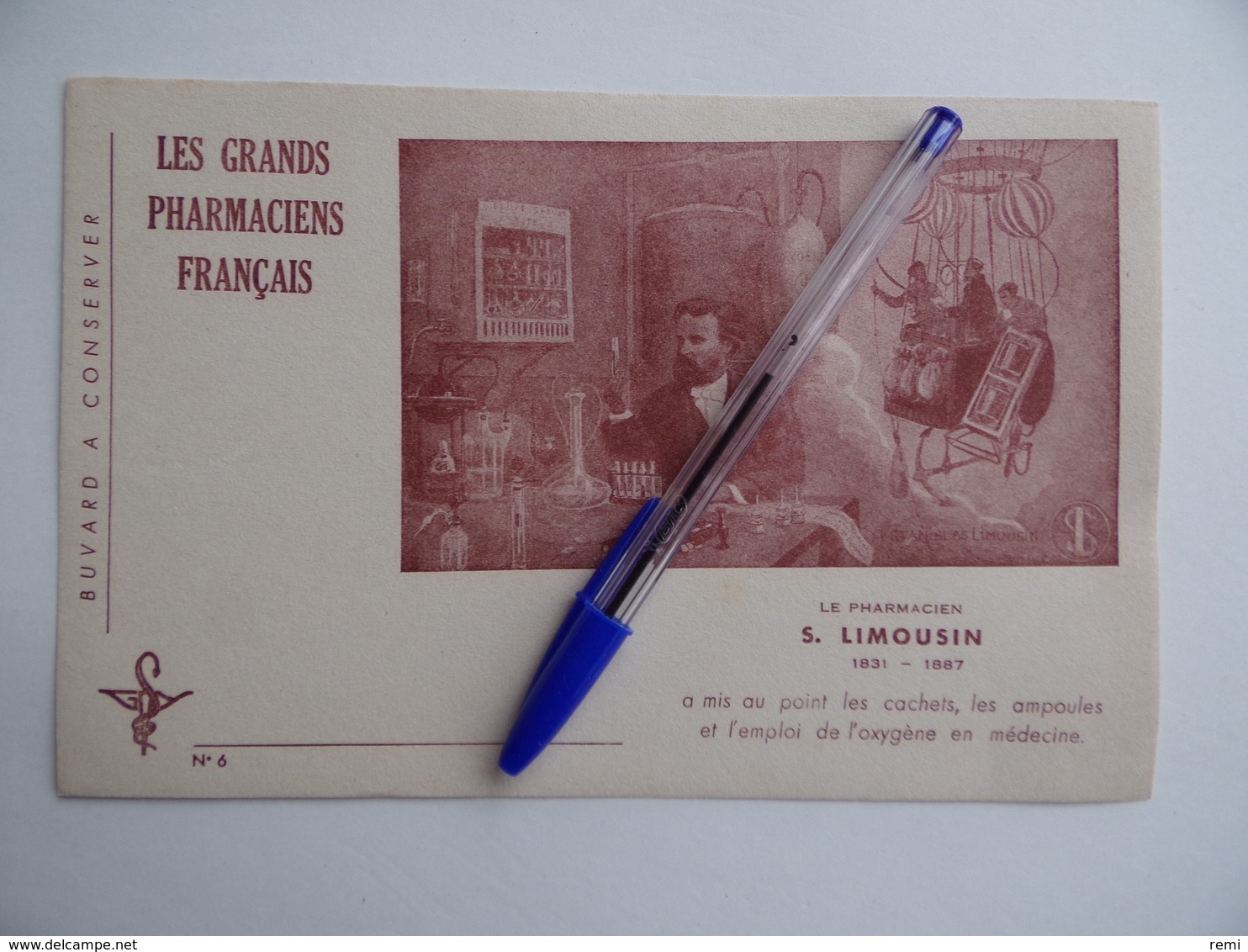 BUVARD Les GRANDS PHARMACIENS FRANCAIS N° 6 S.LIMOUSIN 1831 1887 Pharmacie Pharmacien - Produits Pharmaceutiques
