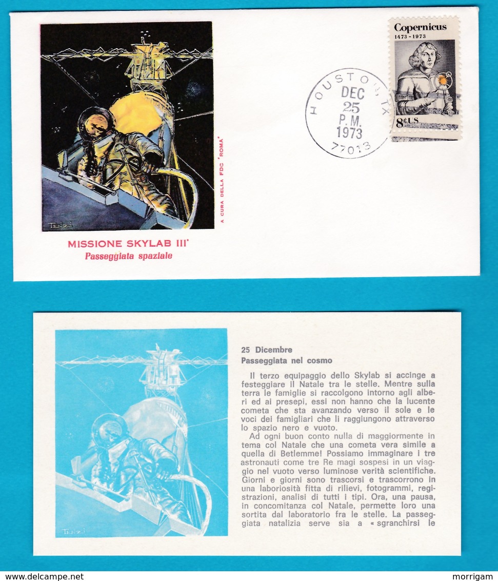 1973 FDC Roma Missione Skylab III Spazio Space America 4 Buste Con Cartolina - Stati Uniti