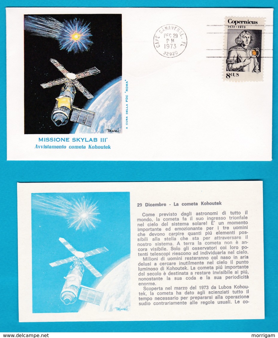 1973 FDC Roma Missione Skylab III Spazio Space America 4 Buste Con Cartolina - Stati Uniti