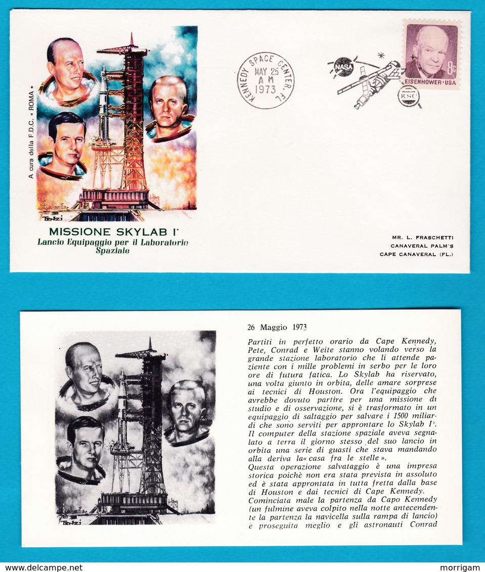 1973 FDC Roma Missione Skylab I Spazio Space America 6 Buste Con Cartolina - Stati Uniti