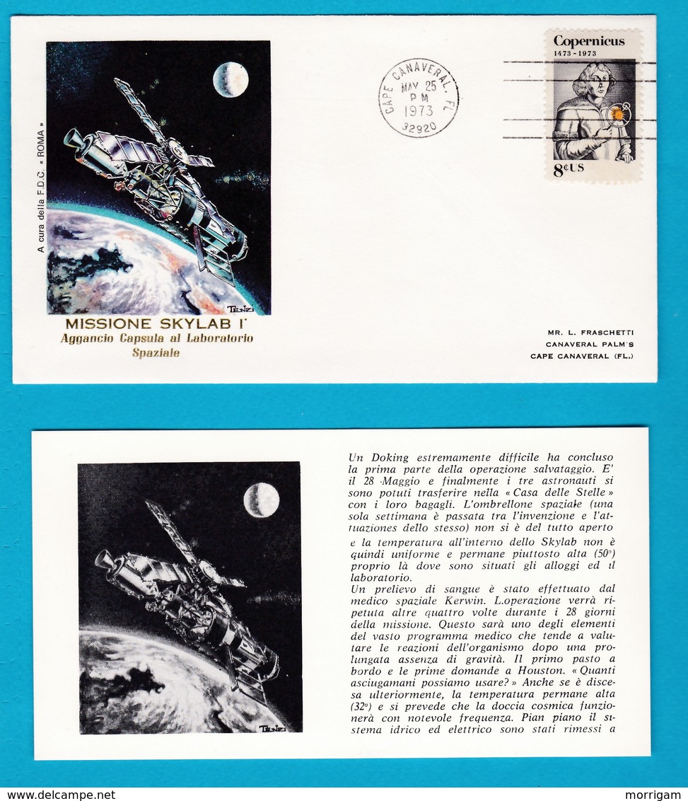 1973 FDC Roma Missione Skylab I Spazio Space America 6 Buste Con Cartolina - Stati Uniti