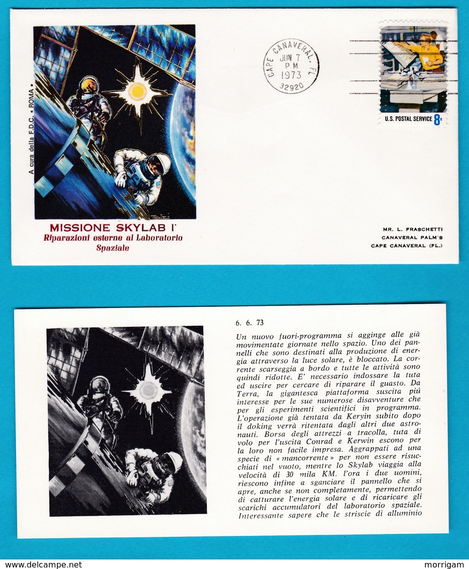 1973 FDC Roma Missione Skylab I Spazio Space America 6 Buste Con Cartolina - Stati Uniti