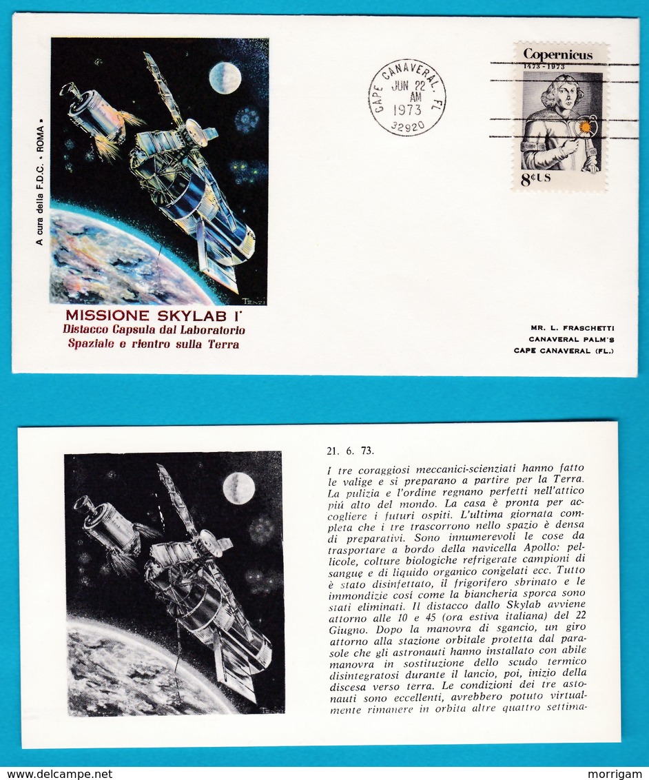 1973 FDC Roma Missione Skylab I Spazio Space America 6 Buste Con Cartolina - Stati Uniti