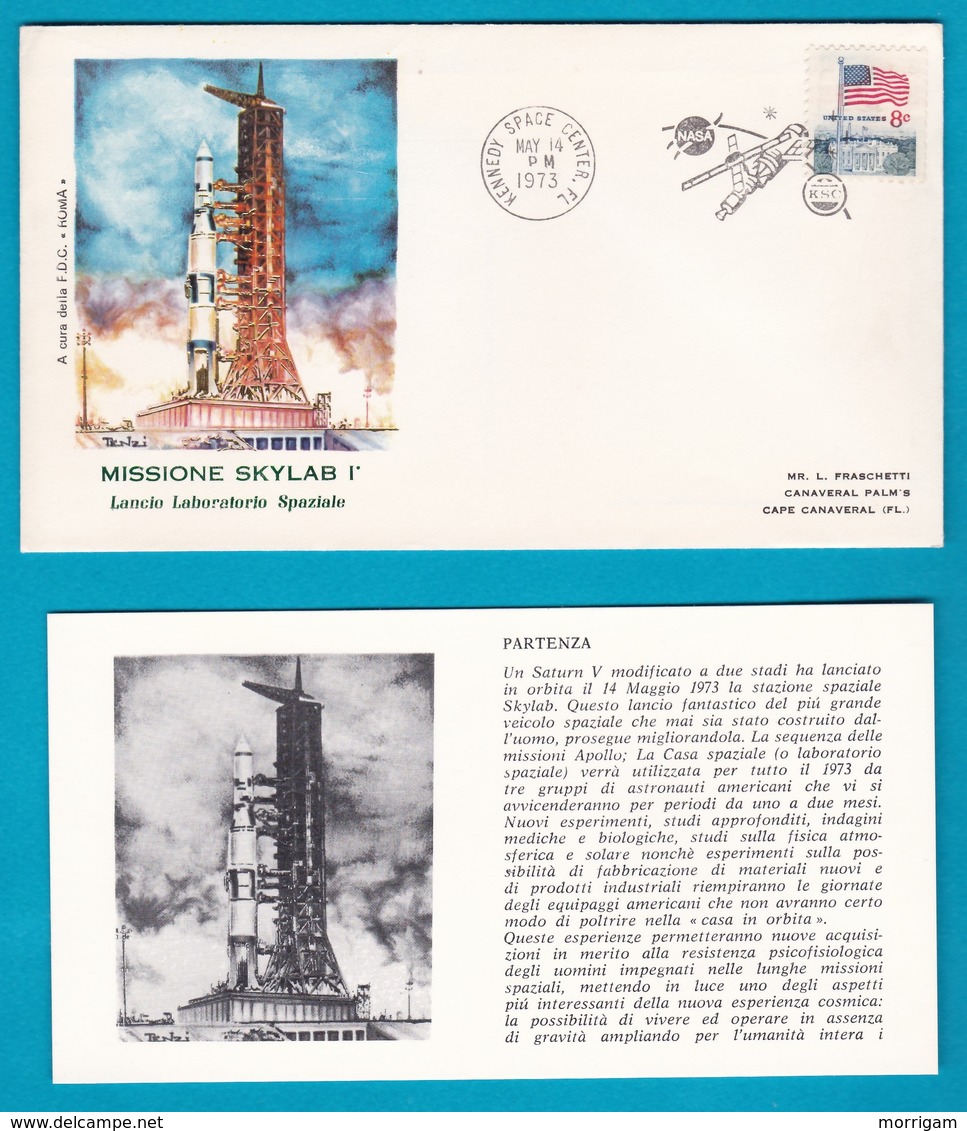 1973 FDC Roma Missione Skylab I Spazio Space America 6 Buste Con Cartolina - Stati Uniti