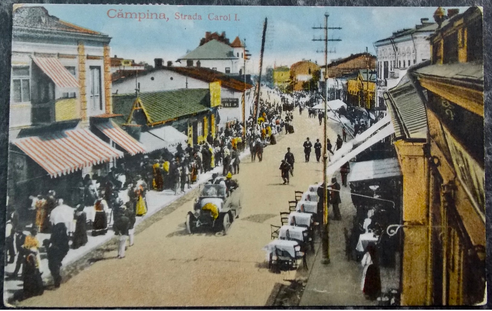 Romania Roumanie Cpa Postcard  - CAMPINA - Animated Strada Carol I - Roumanie