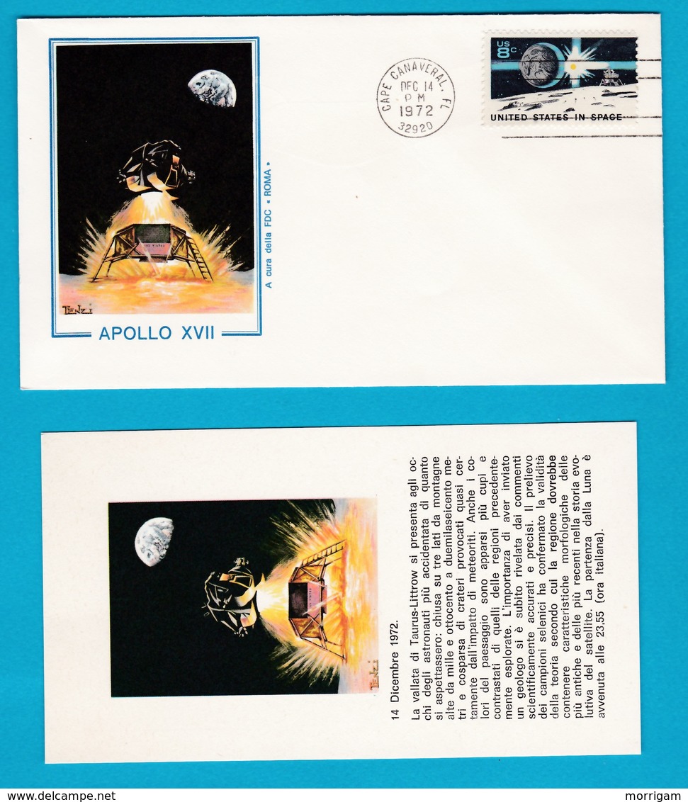 1972 / 75 FDC Roma Missione Apollo XVII E Missione Apollo Soyuz Space 8 Buste Con Cartolina - Stati Uniti