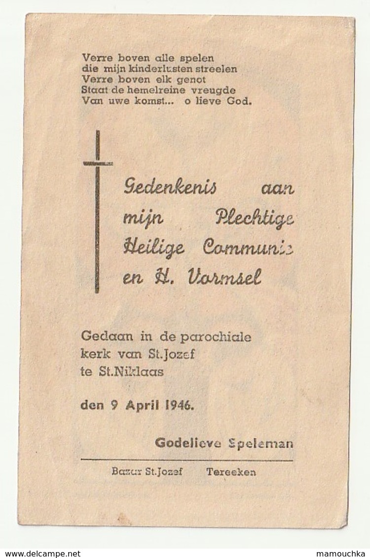 Plechtige Communie En Vormsel Godelieve SPELEMAN Parochiale Kerk St. Jozef St. Niklaas Imalit Maredret A.P. 21 - Images Religieuses