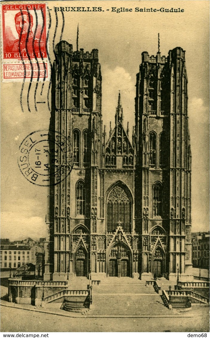 Belgique Belgie BRUXELLES Eglise Sainte-Gudule (timbre "ne Pas Livrer Le Dimanche) - Monumenti, Edifici
