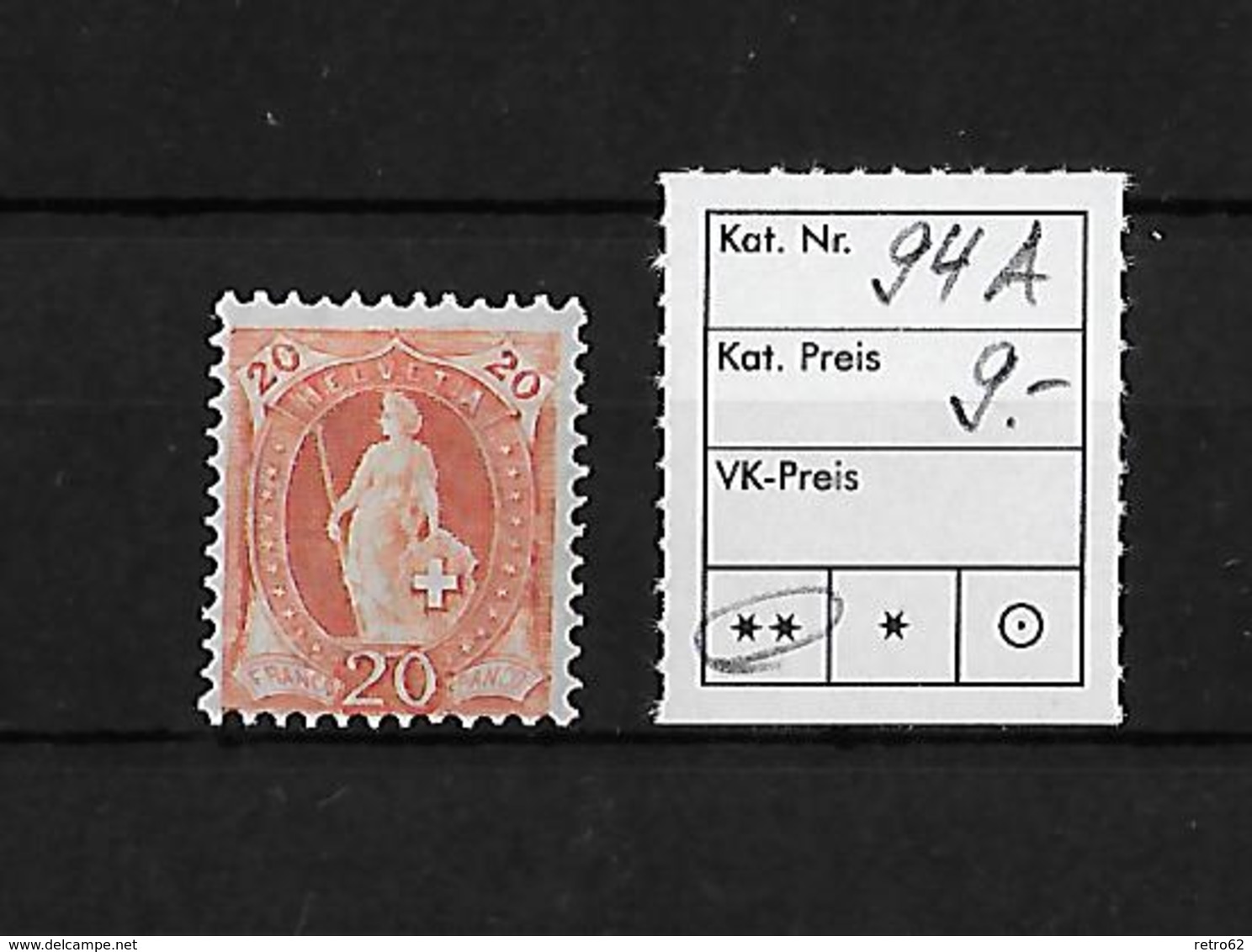 1882-1904 STEHENDE HELVETIA → SBK-94A** - Unused Stamps