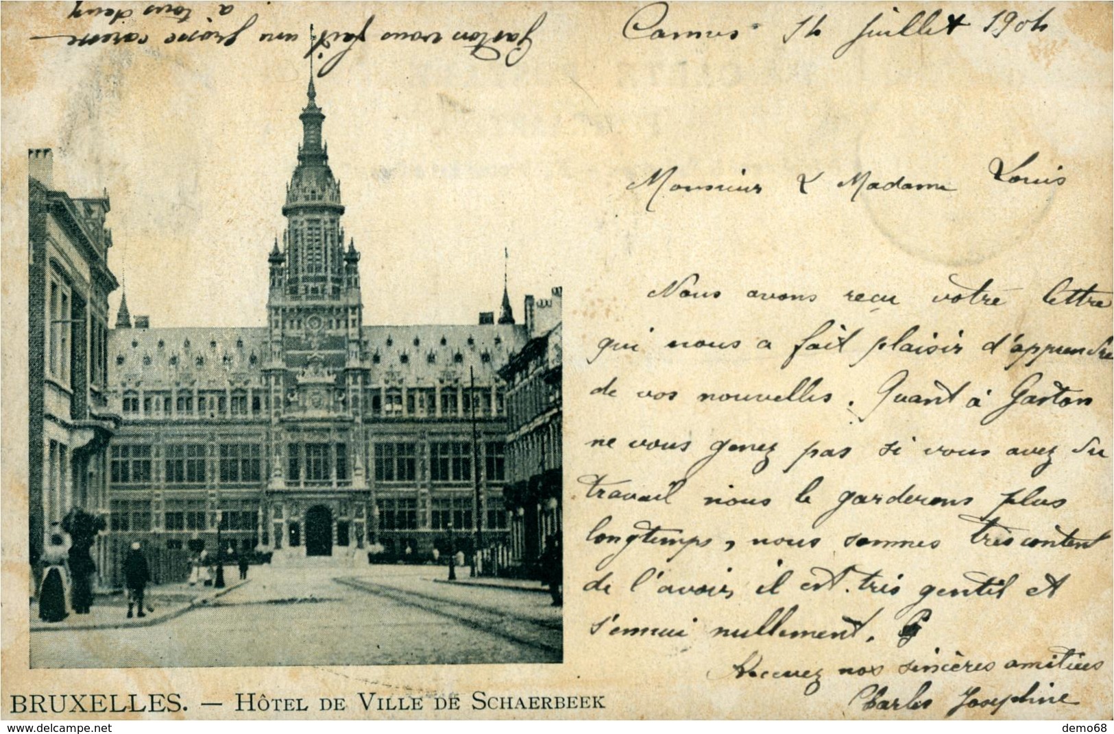 Belgique Belgie Belgien Bruxelles Hôtel De Ville De SCHAERBEEK  Datée 1904 - Monuments