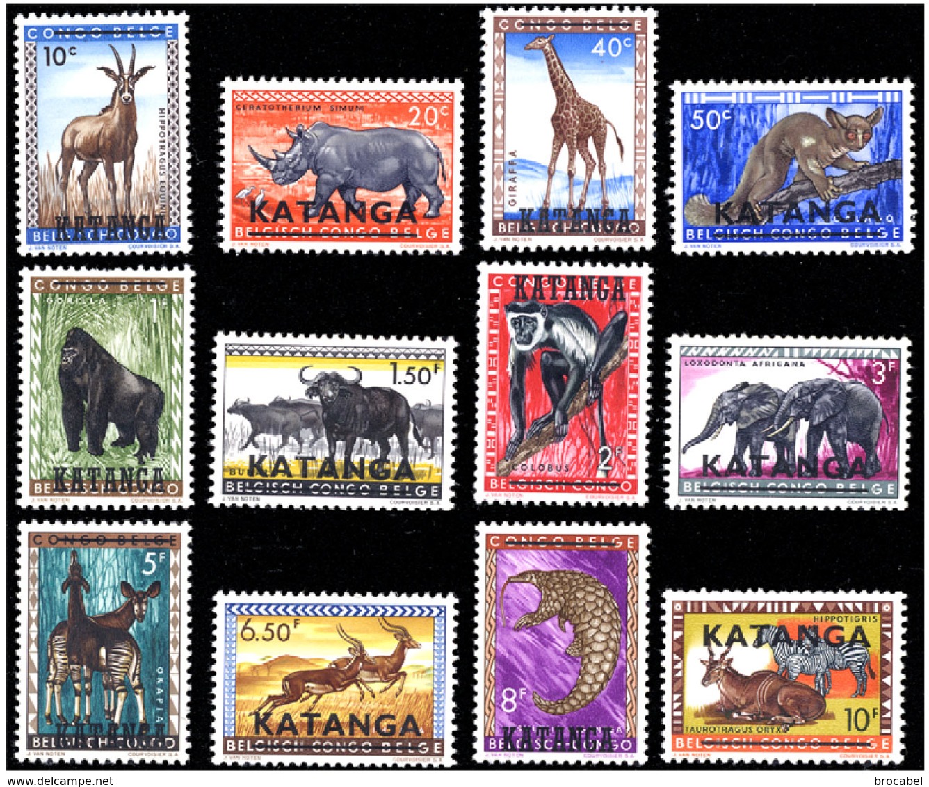 Katanga 0006/17** Animaux Surchargés MNH - Katanga