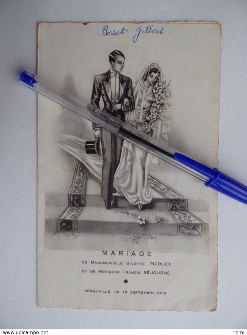 Souvenir De MARIAGE 13 Septembre 1952 Avec Menu Image Pieuse Religion - Mariage