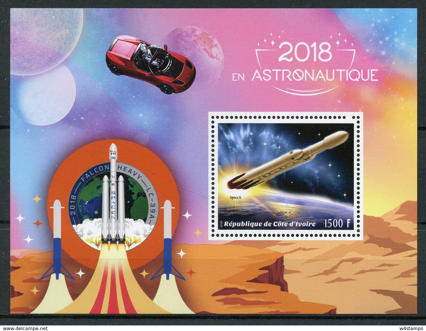 Ivory Coast 2018 MNH Astronautics SpaceX 1v S/S Satellites Space Stamps - Other & Unclassified