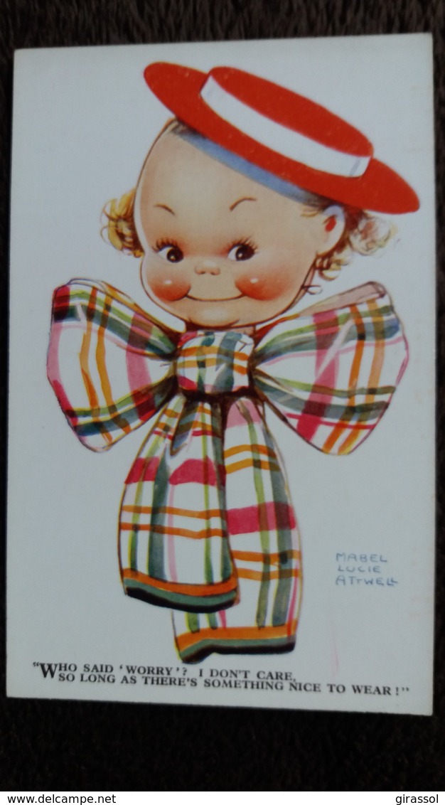 CPA ENFANT BEBE BABY GROS NOEUD PAPILLON  WHO SAID WORRY ?  ILLUSTRATRICE MABEL LUCIE ATTWELL ED VALENTINE - Dessins D'enfants