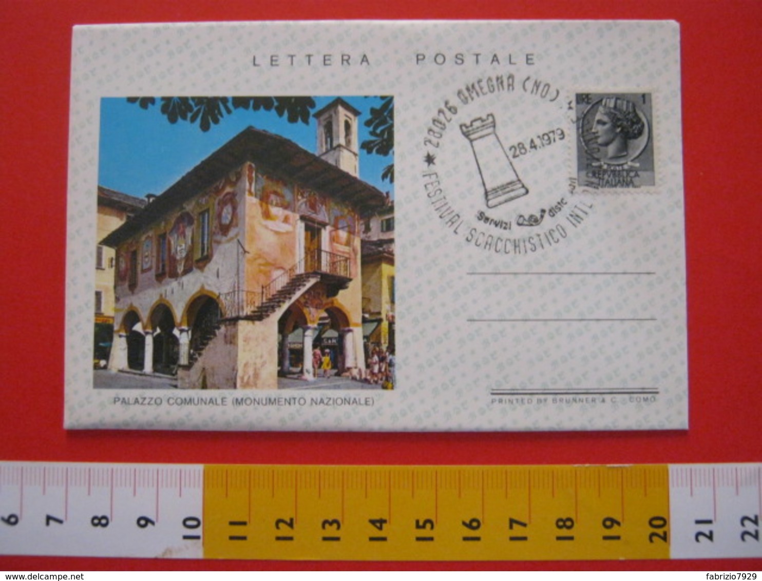 A.02 ITALIA ANNULLO - 1979 OMEGNA NOVARA VERBANIA FESTIVAL SCACCHISTICO SCACCHI INTERNAZIONALE TORRE BUSTA LETTERA POSTA - Scacchi