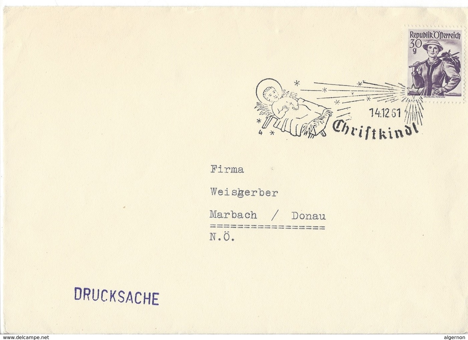 21096 - Christkindl 1961 Lettre Pour Marbach Donau 14.12.61 - Noël