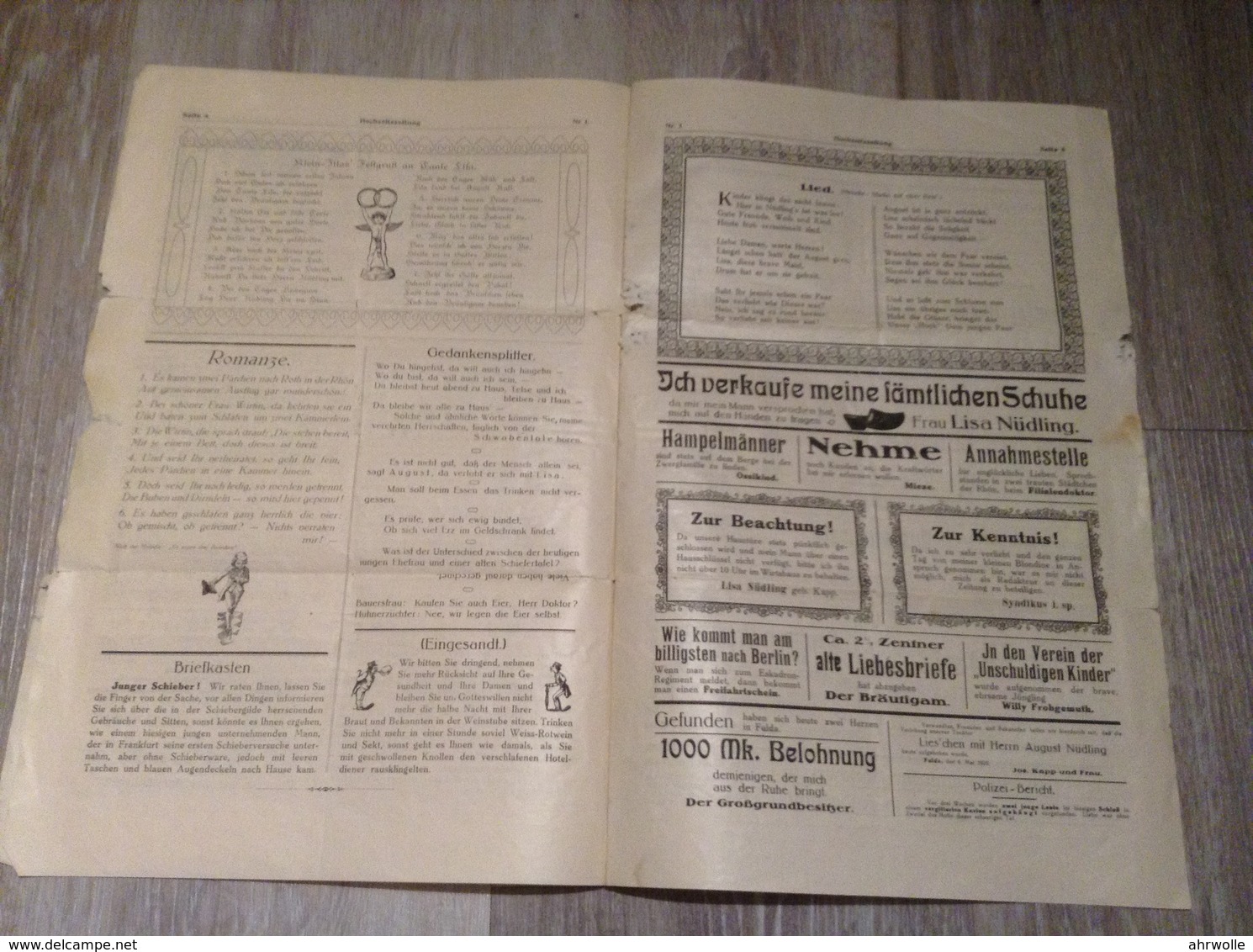 Hochzeits Zeitung Fulda 1920 Vermählung Lisa Kapp August Nüdling - Moda