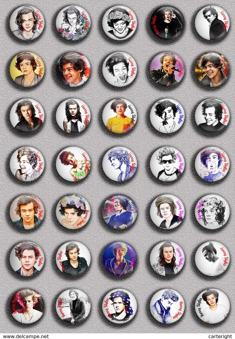 35 X Harry Styles Music Fan ART BADGE BUTTON PIN SET 4 (1inch/25mm Diameter) - Musique