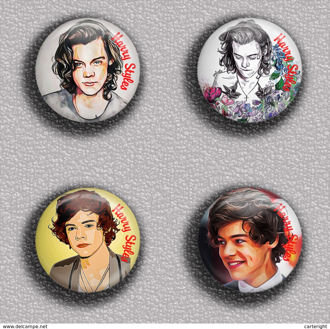 35 X Harry Styles Music Fan ART BADGE BUTTON PIN SET 4 (1inch/25mm Diameter) - Musique