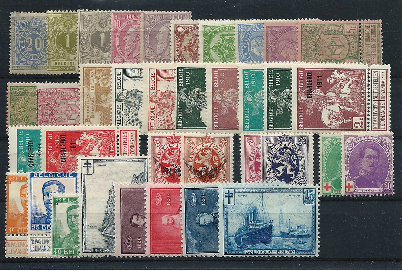 Belgium  , A Lot With Old Unused Stamps On 1 Stock-card (as Per Scan)  LH - Sammlungen