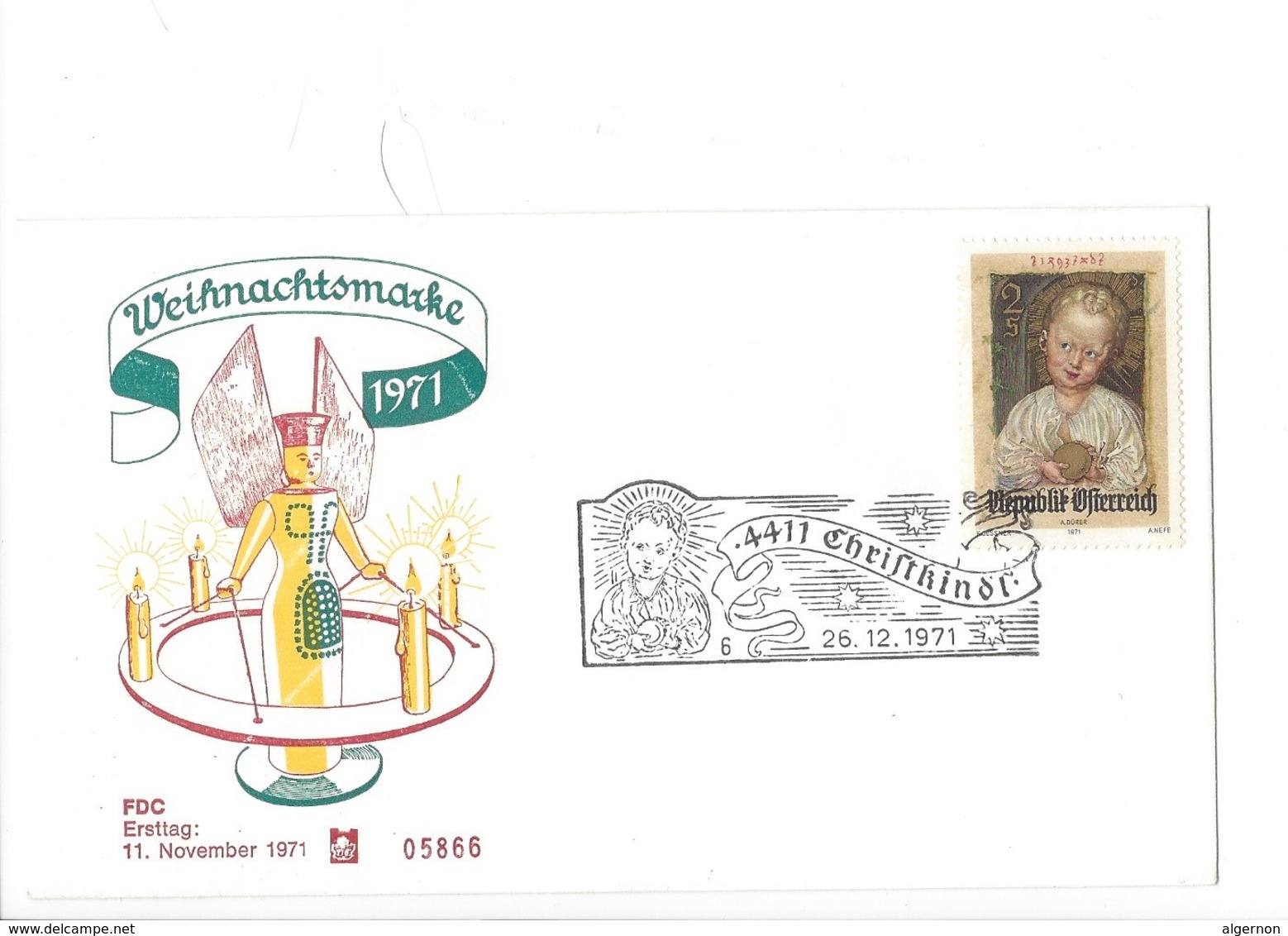 21107 - Christkindl 1971 Lettre Weihnachtsmarke FDC Christkindl 26.12.1971 - Noël