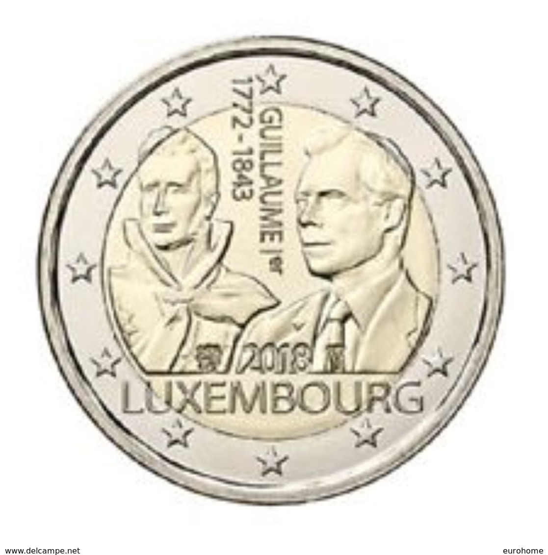 Luxemburg  2018   2 Euro Comm. 175 Verj-anni. Van Het Overlijden Van Grand-Duc Guillaume I UNC Uit De Rol !!!! - Luxembourg