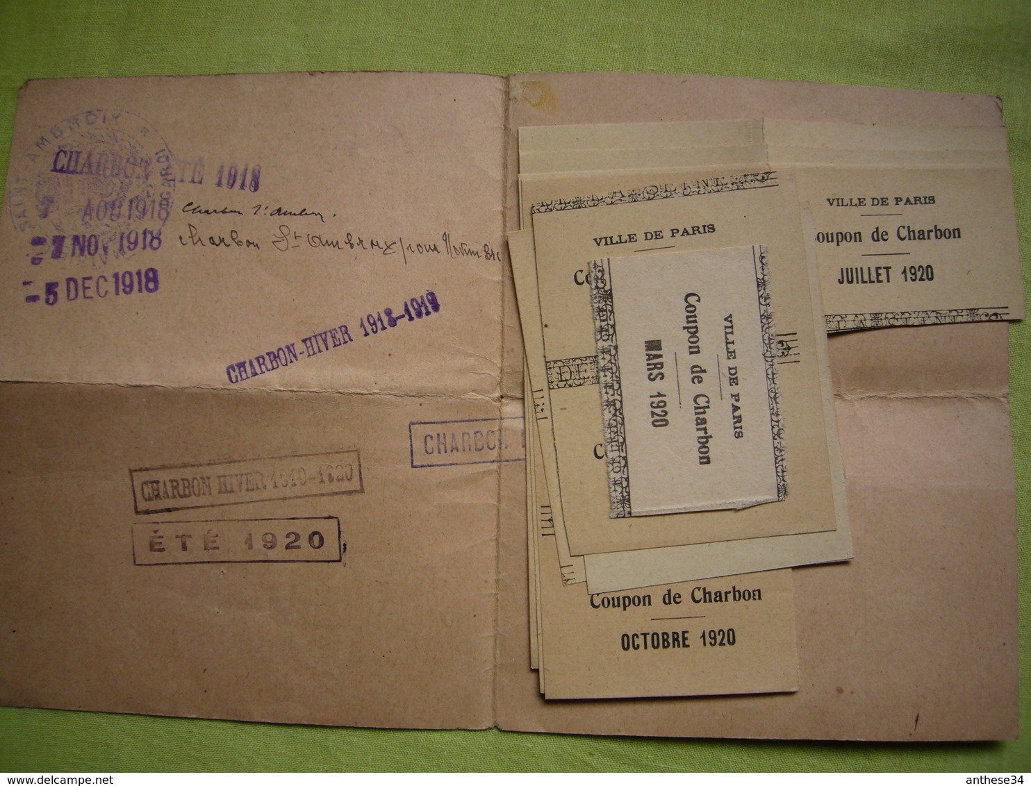 Lot De Cartes Alimentation, Charbon, Sucre, Ville De Paris - 1939-45