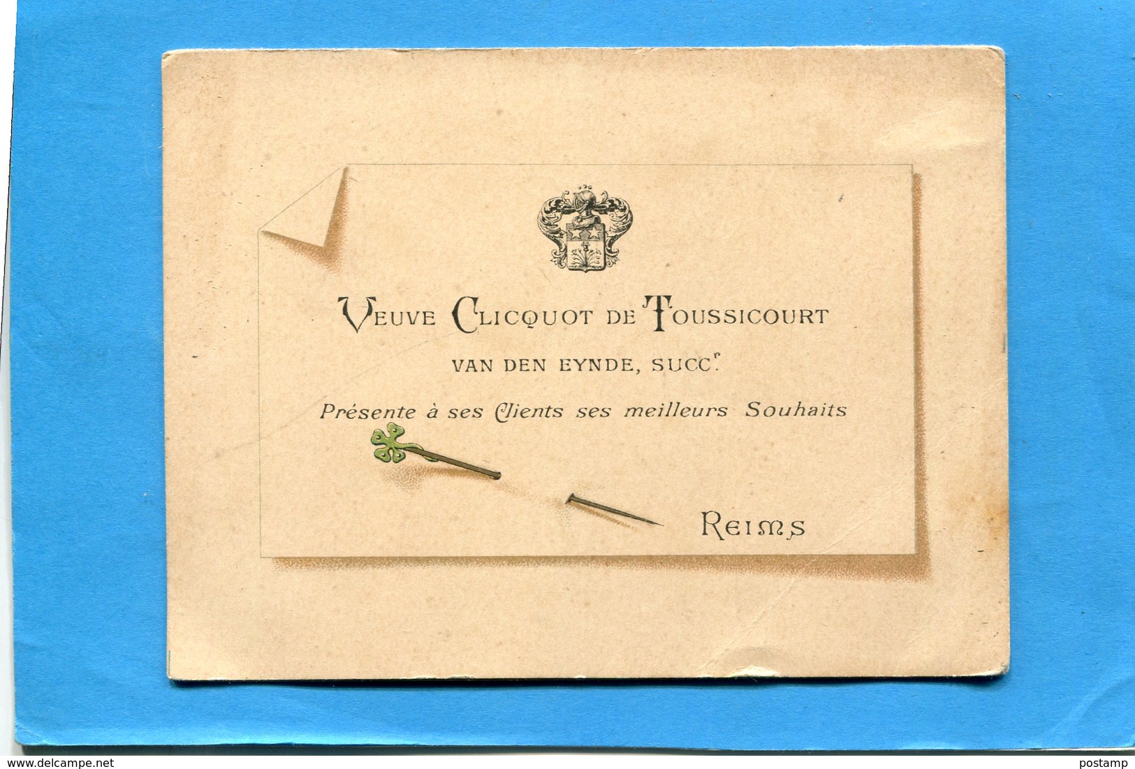 Champagne "Vve Cliquot De Toussicourt-RARE- Carte Double Illustrée Avec Angelots- Calendrier 1900 Et Voeux - Grand Format : ...-1900