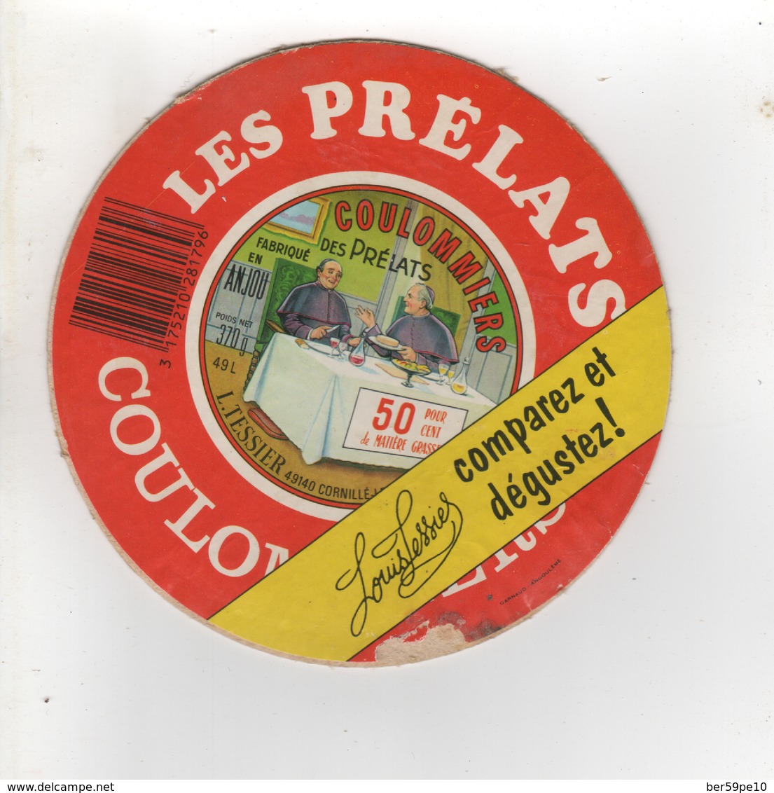 ETIQUETTE DE FROMAGE   COULOMMIERS LES PRELATS  FABRIQUE EN ANJOU - Fromage