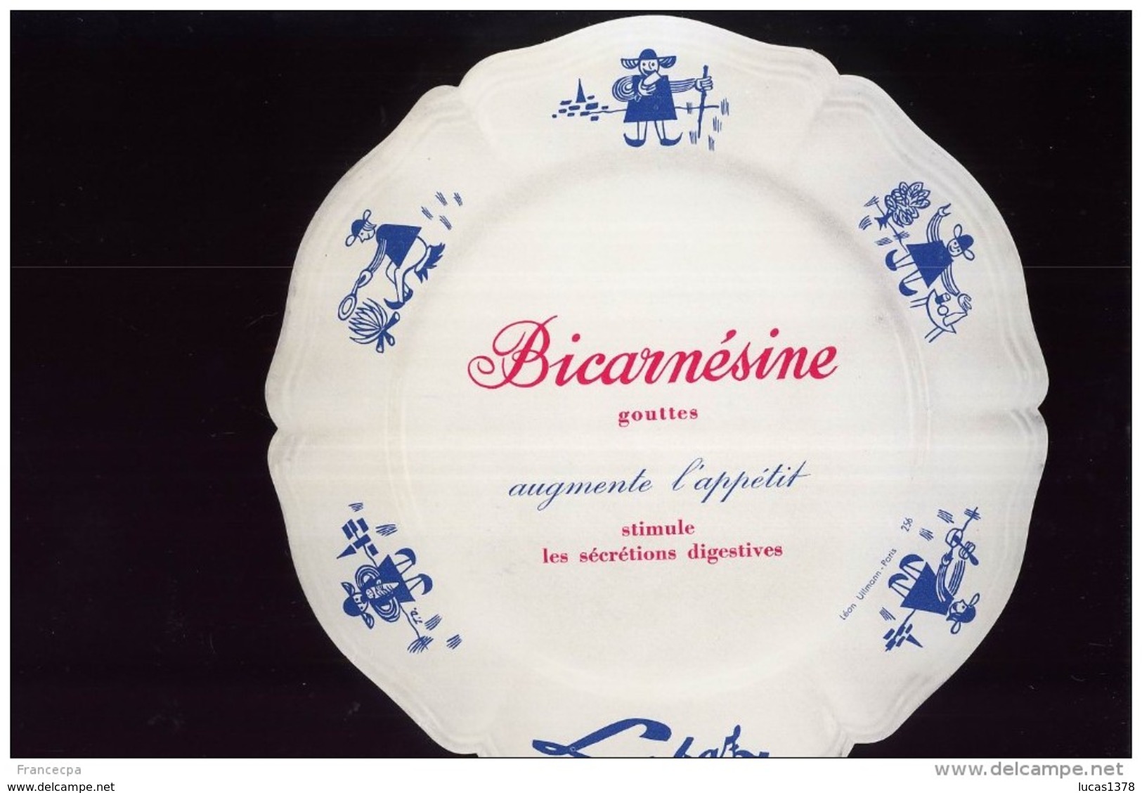 Buvard RARE En Forme D'assiette Laboratoire LABAZ Bicarnésine - Produits Pharmaceutiques