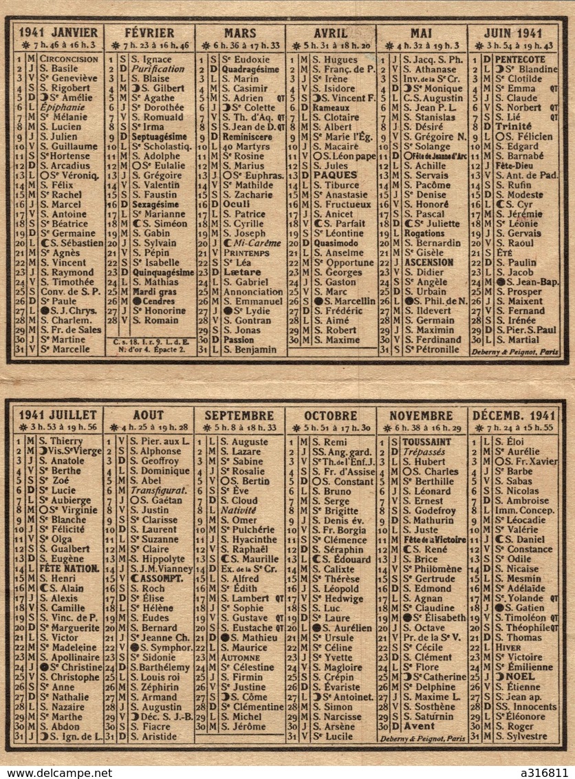 PETIT CALENDRIER  LE NOUVELLISTE A LYON 1941 - Petit Format : 1941-60