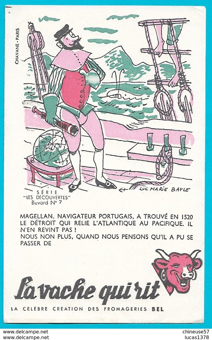 Buvard - La Vache Qui Rit - Série Les Découvertes Buvard N° 7 Magellan - Zuivel